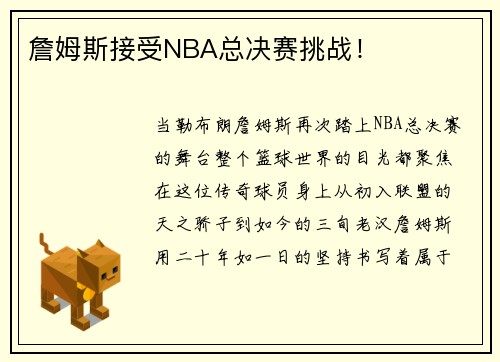 詹姆斯接受NBA总决赛挑战！